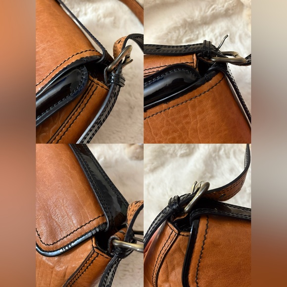 Auth🌷Fendi🌷 Zucca Shoulder Bag Nappa B Bis Patent Trim Pochette/Flap Bag⚡️ - Picture 15 of 16